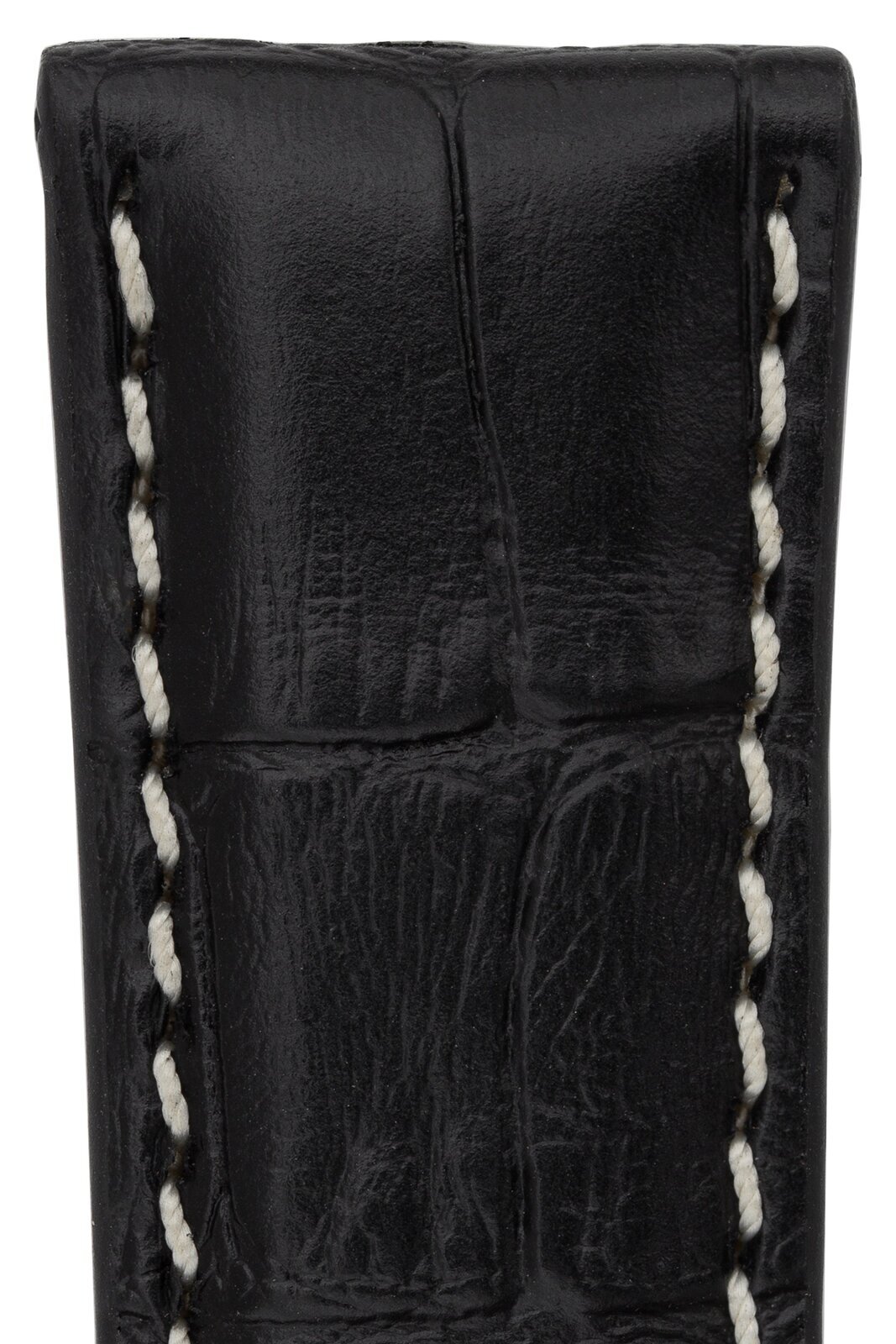 Rios1931 BOSTON Alligator-Embossed Leather Watch Strap in BLACK