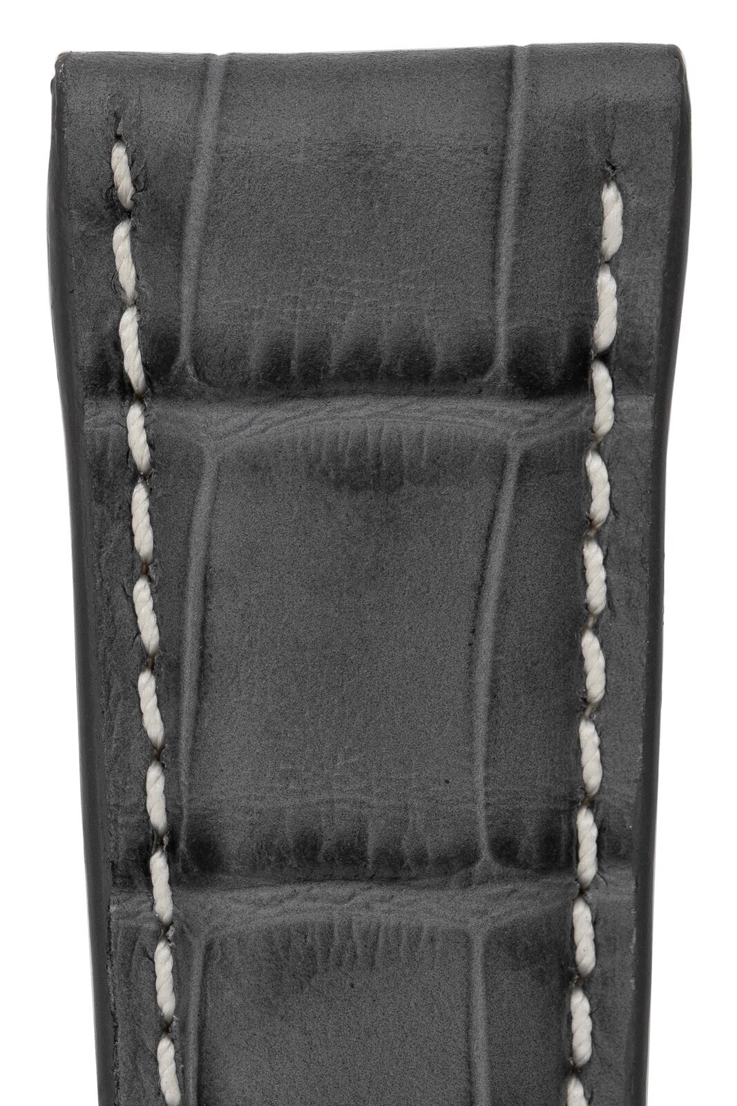 Rios1931 BOSTON Alligator-Embossed Leather Watch Strap in STONE GREY