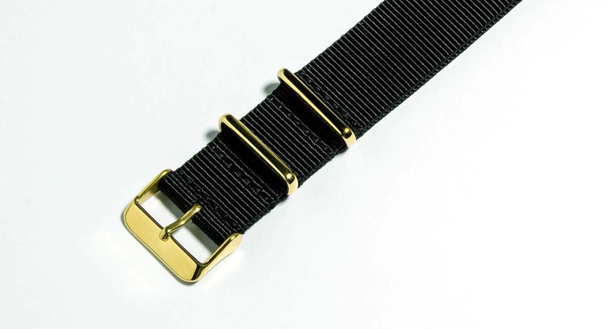 Black NATO strap (with gold buckles)