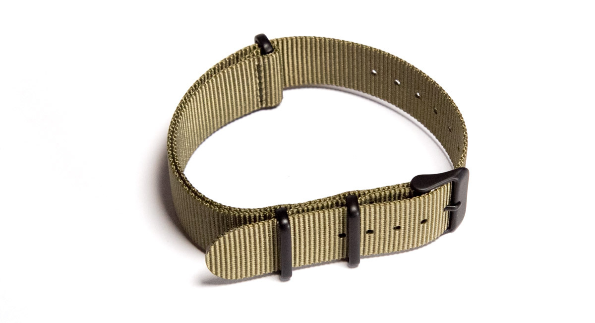 20mm Khaki Green NATO strap - with black PVD buckles