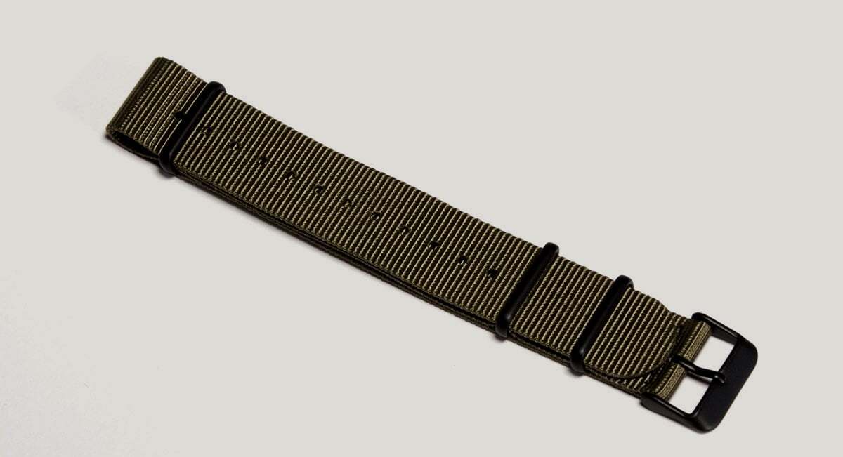 Khaki Green NATO strap - with black PVD buckles