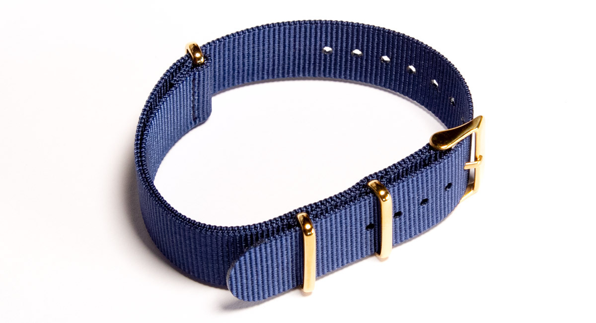 Navy NATO strap (with gold buckles)