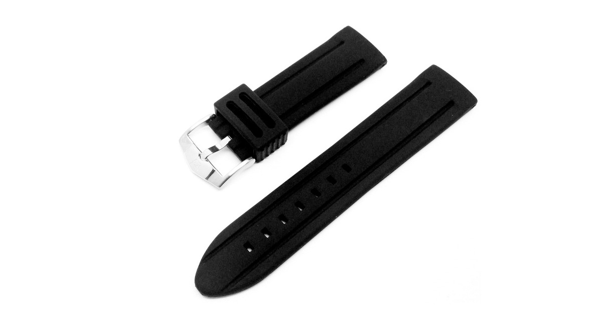 Silicone rubber watch strap - black