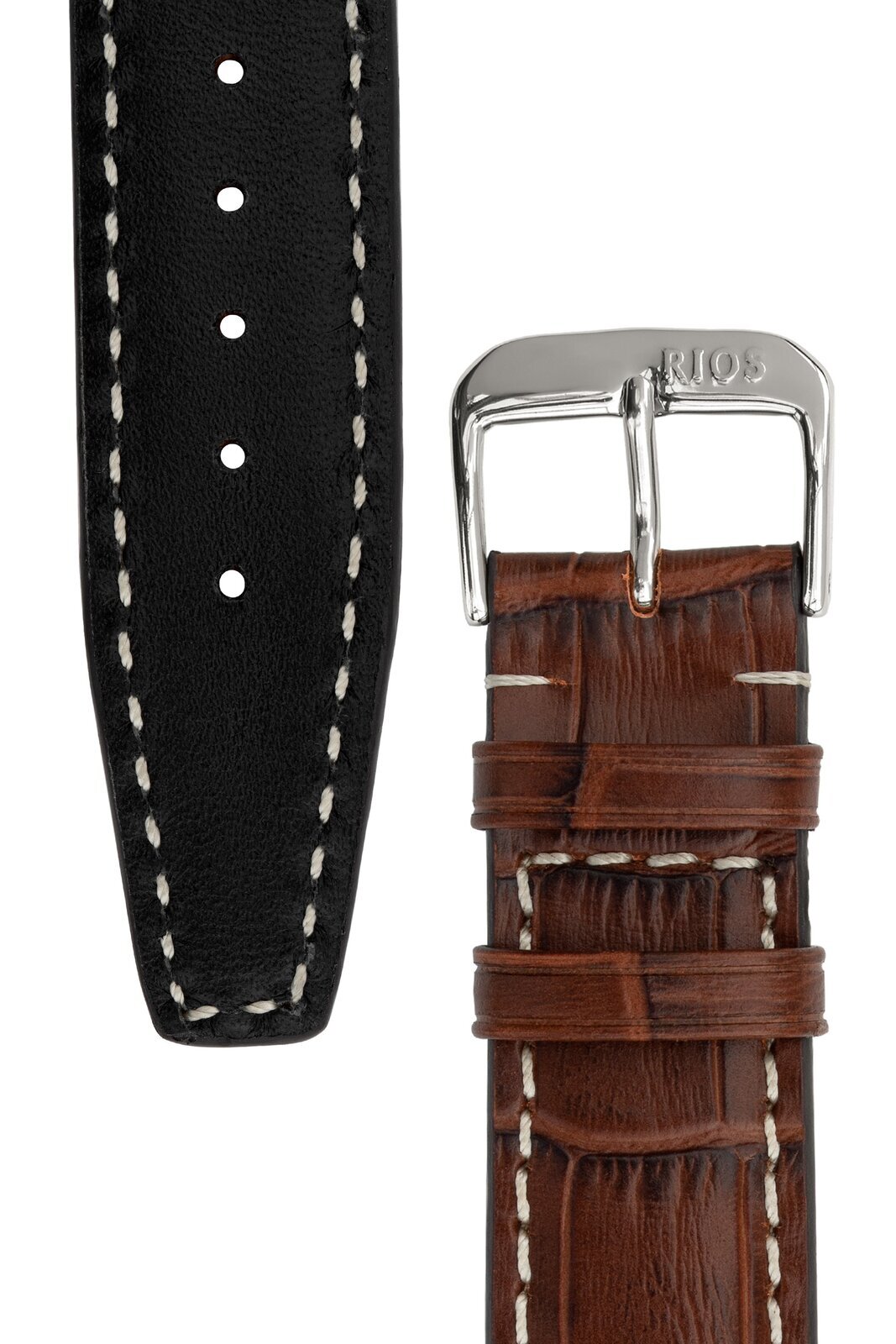 18mm Rios1931 BOSTON Alligator-Embossed Leather Watch Strap in MAHOGANY