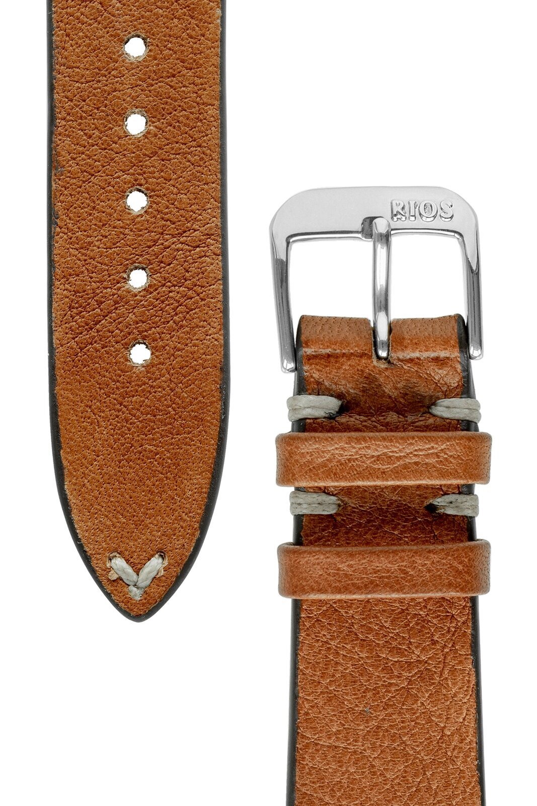 Rios1931 INZELL Retro Organic Leather Watch Strap in COGNAC