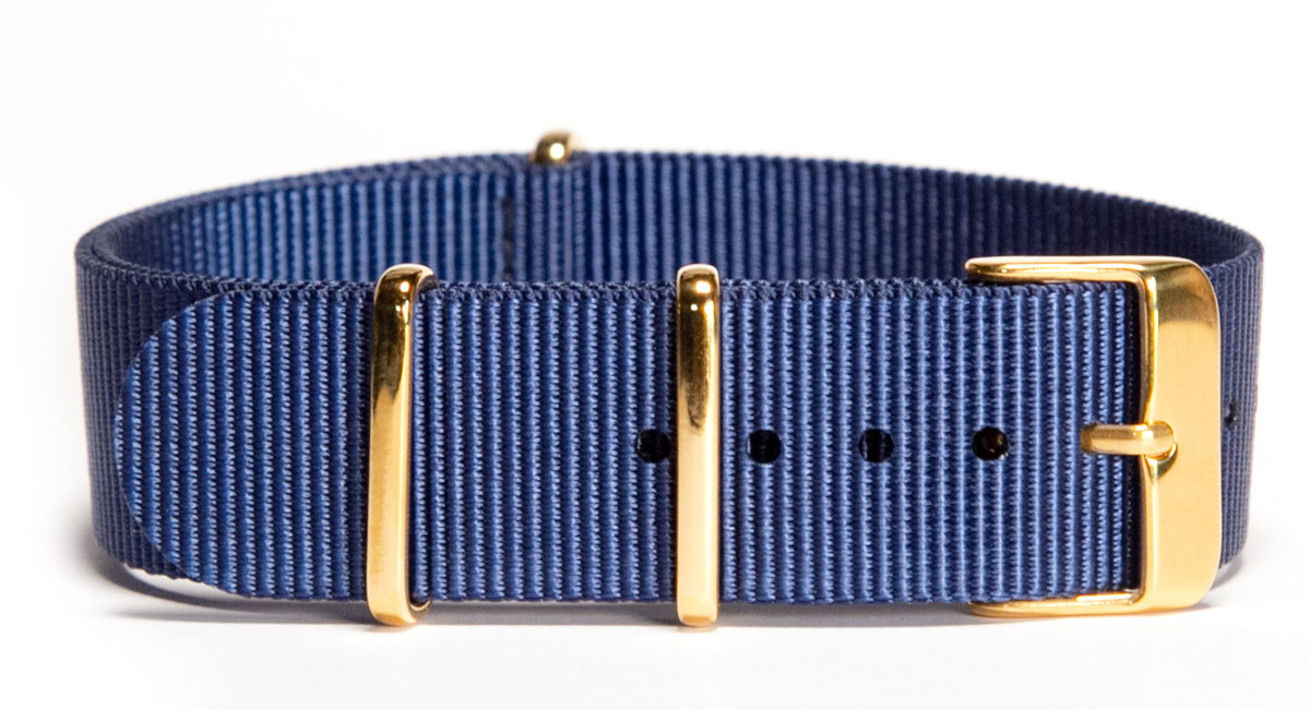 Navy NATO strap (with gold buckles)