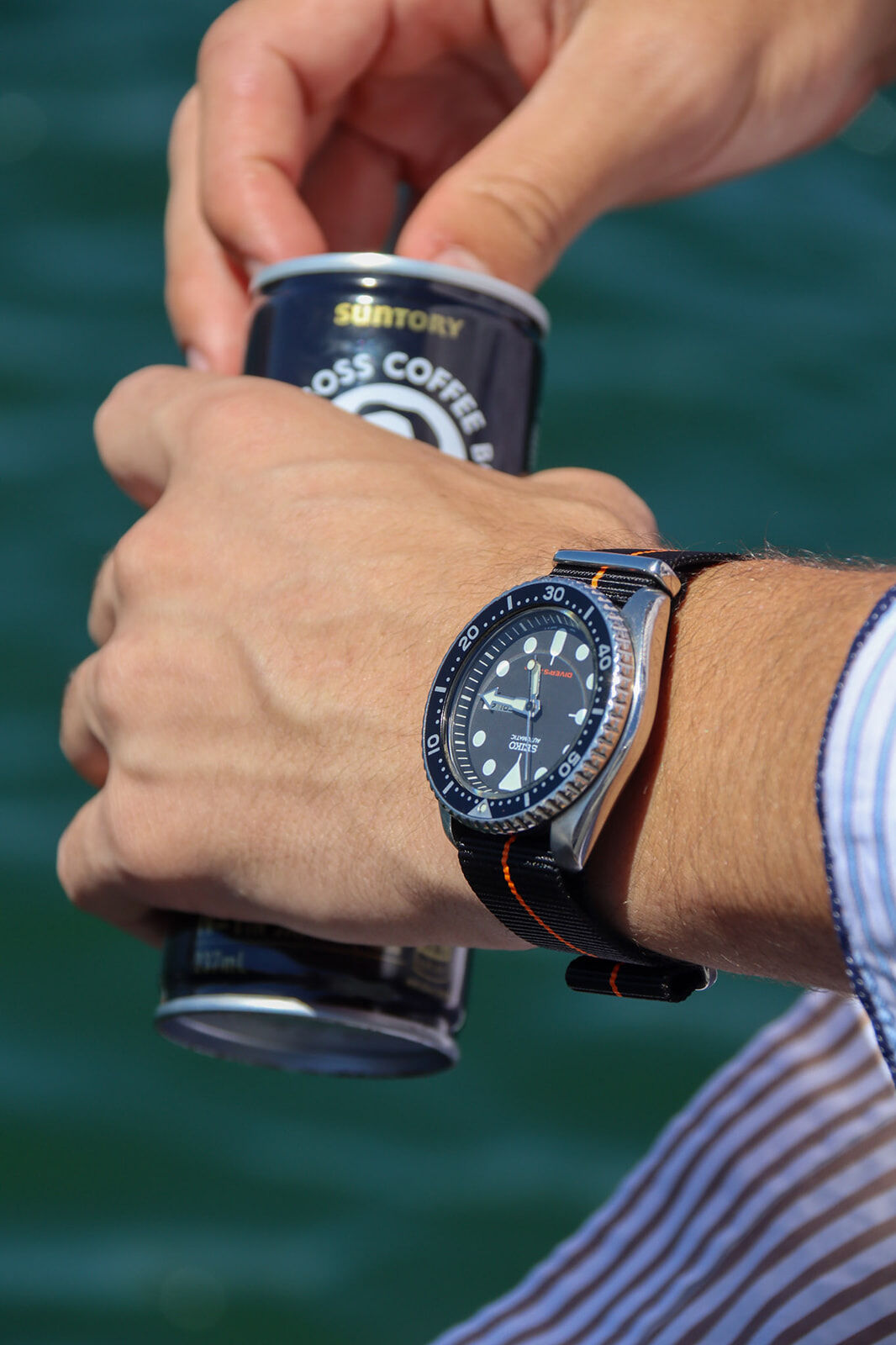 Charcoal Black & Orange watch strap