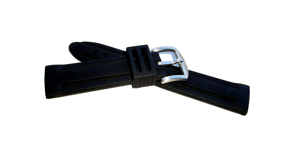 Silicone rubber watch strap - black