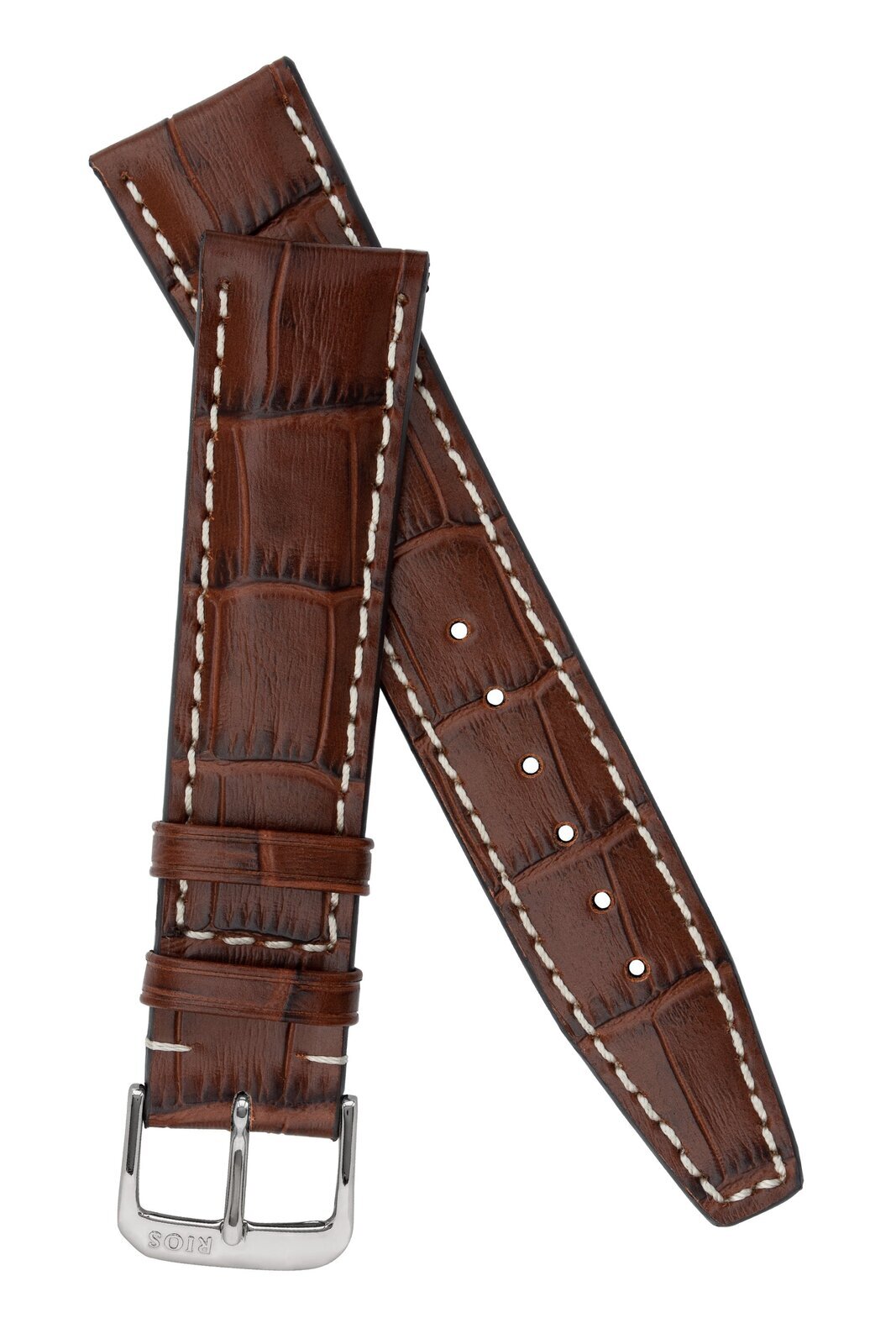 18mm Rios1931 BOSTON Alligator-Embossed Leather Watch Strap in MAHOGANY