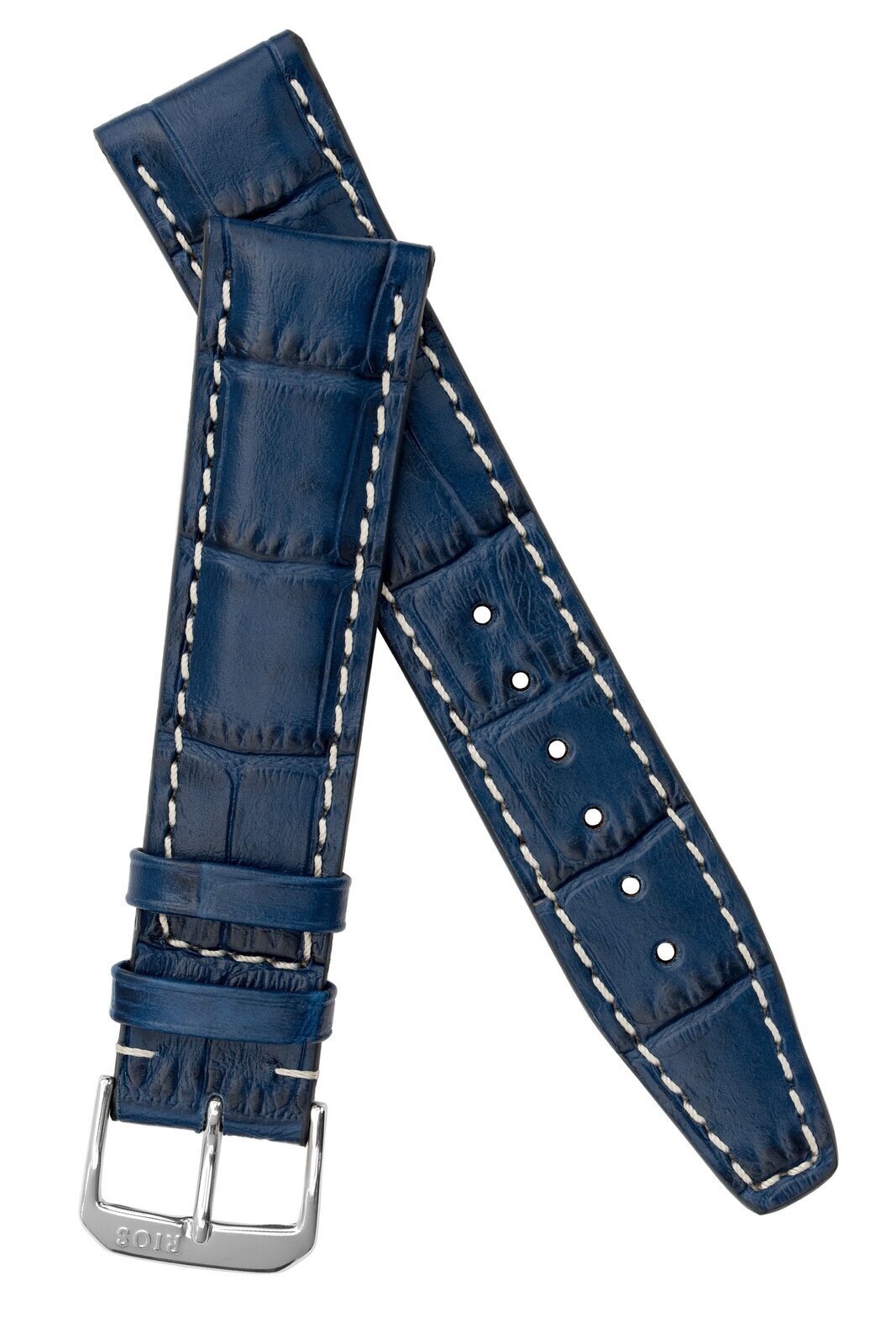 Rios1931 BOSTON Alligator-Embossed Leather Watch Strap in NAVY BLUE