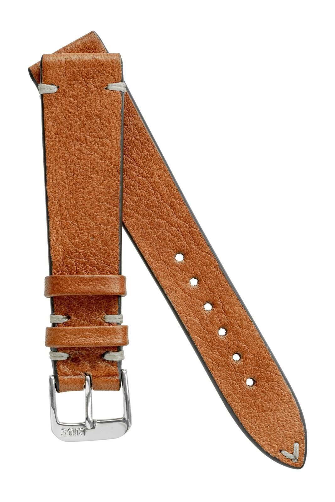 Rios1931 INZELL Retro Organic Leather Watch Strap in COGNAC