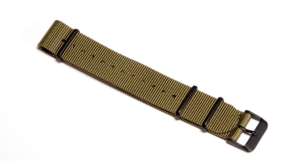 20mm Khaki Green NATO strap - with black PVD buckles