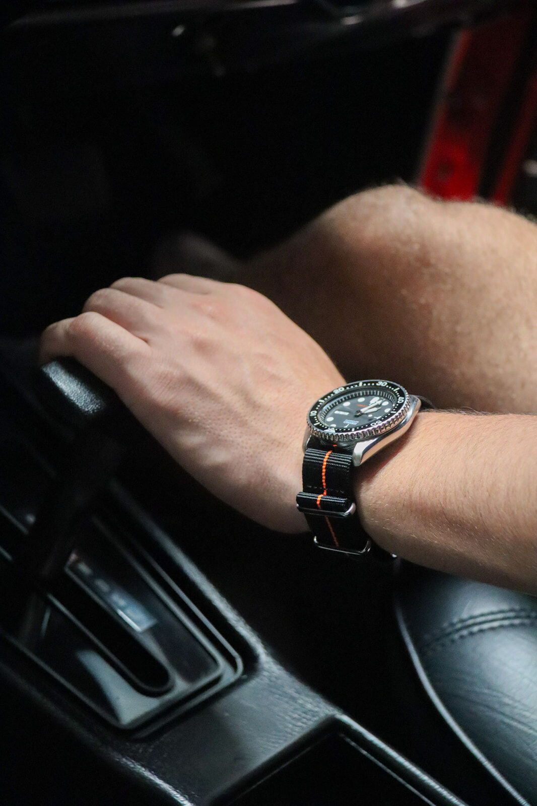 Charcoal Black & Orange watch strap