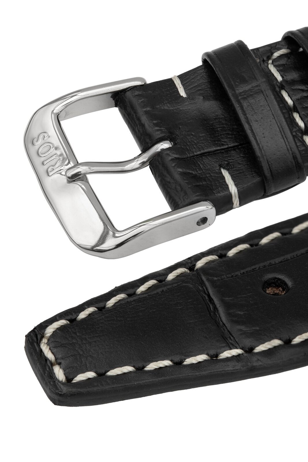 Rios1931 BOSTON Alligator-Embossed Leather Watch Strap in BLACK