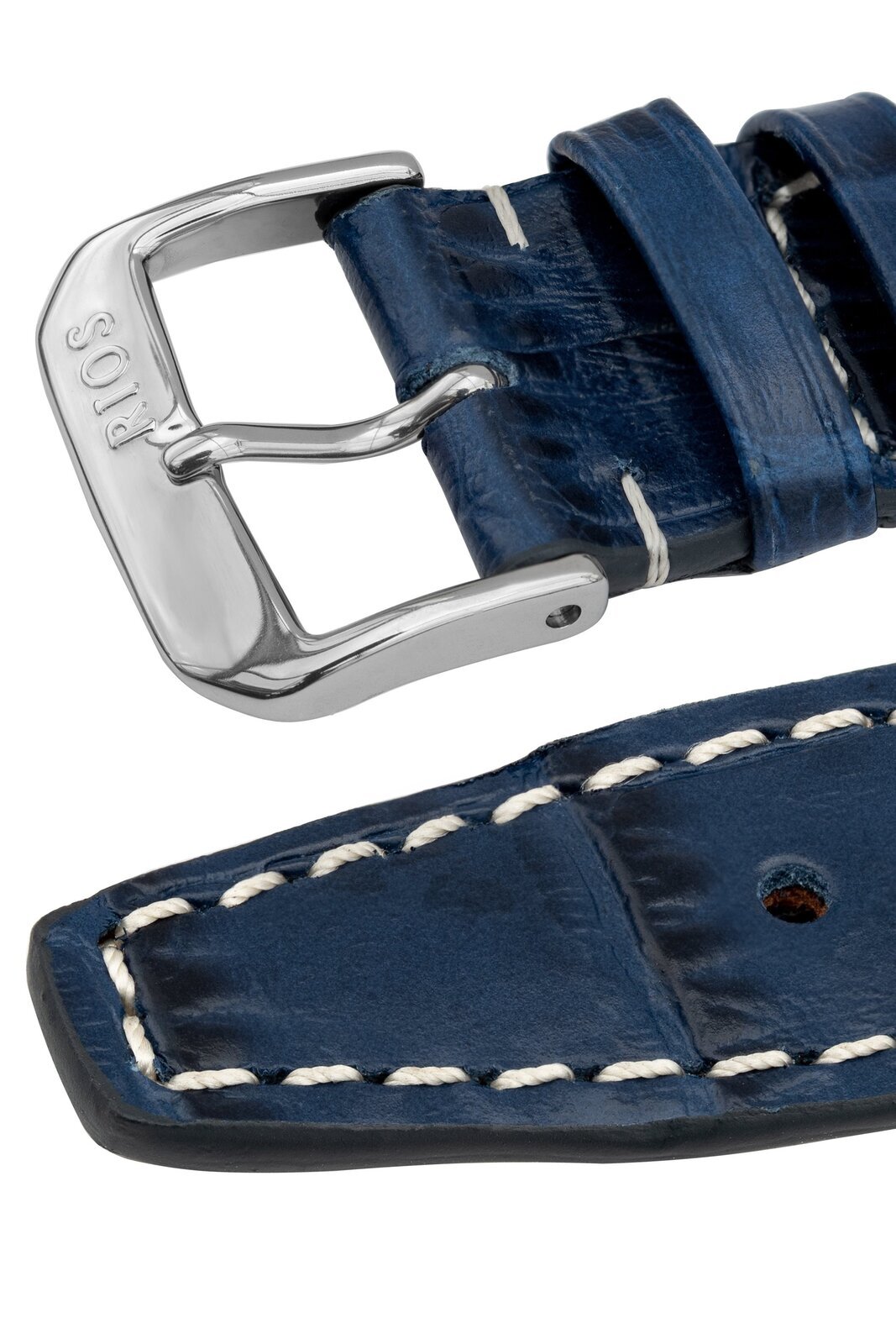 Rios1931 BOSTON Alligator-Embossed Leather Watch Strap in NAVY BLUE