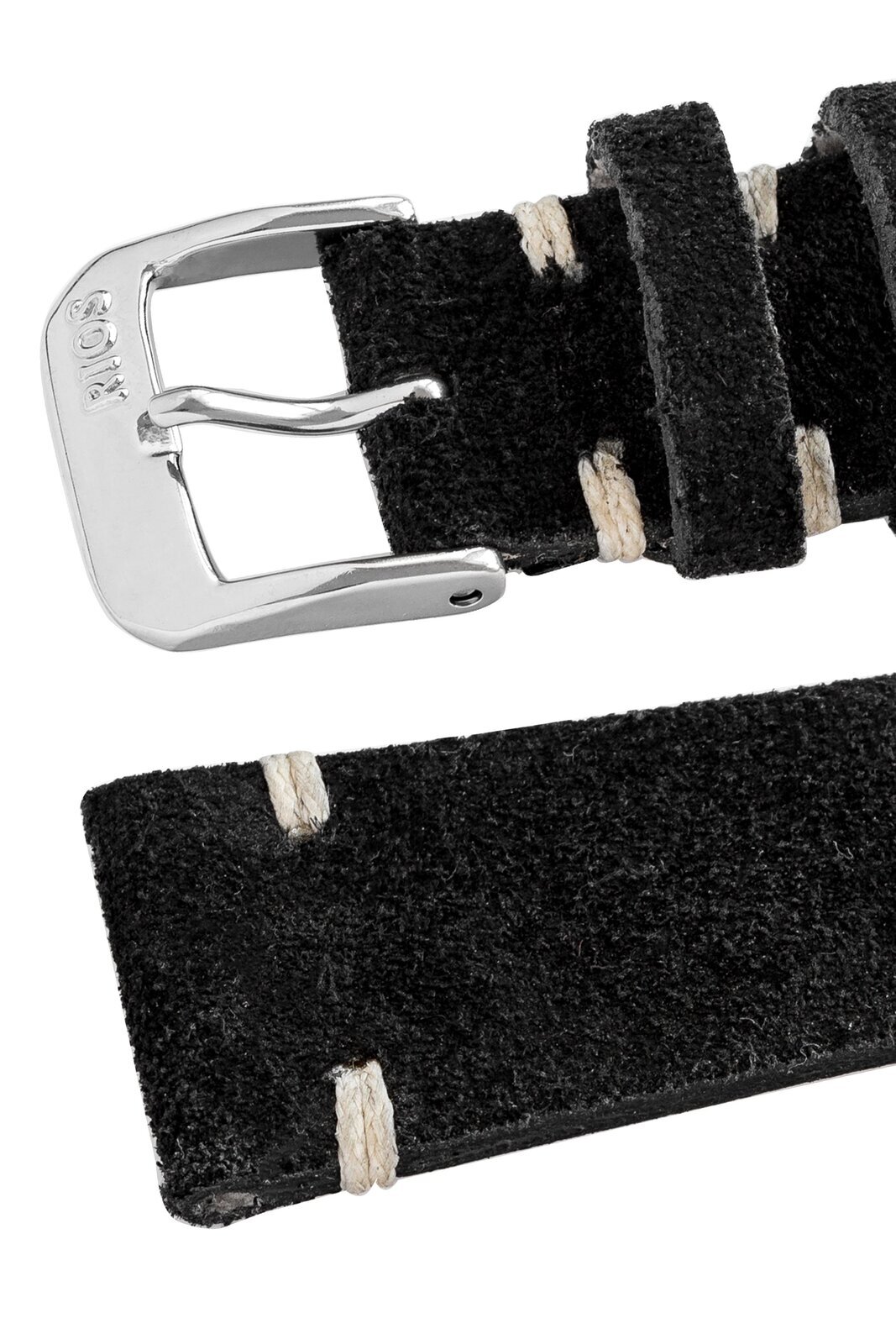 Rios1931 HUDSON Genuine Suede Leather Watch Strap in BLACK