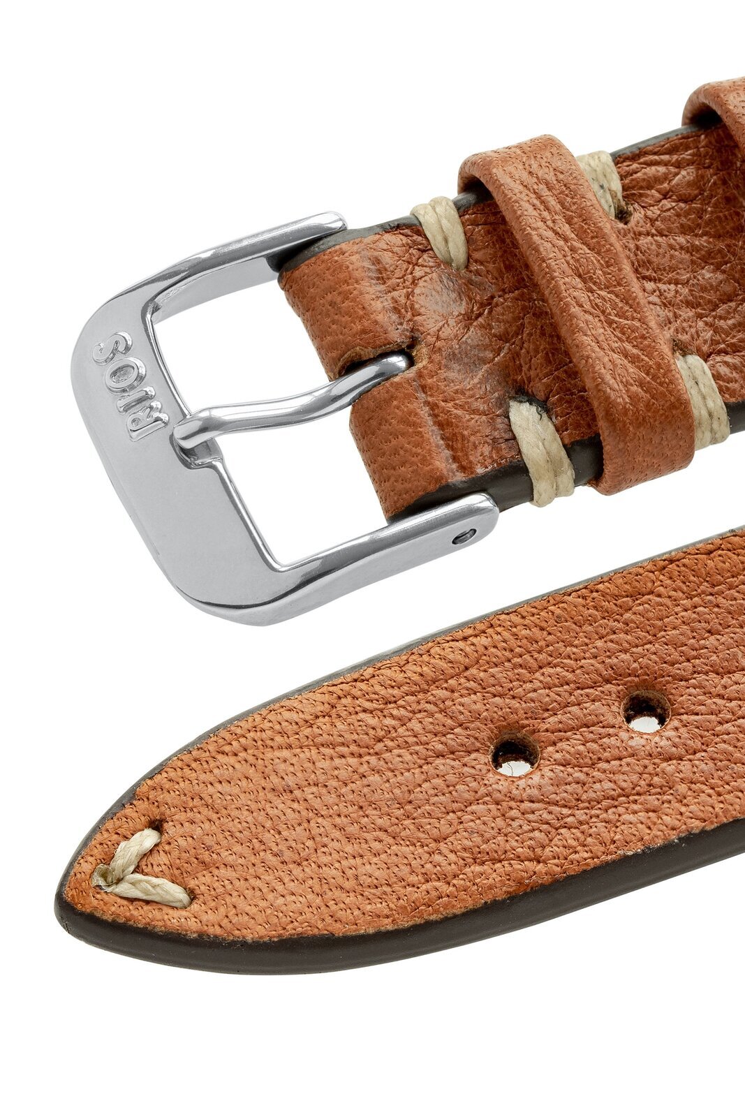 Rios1931 INZELL Retro Organic Leather Watch Strap in COGNAC
