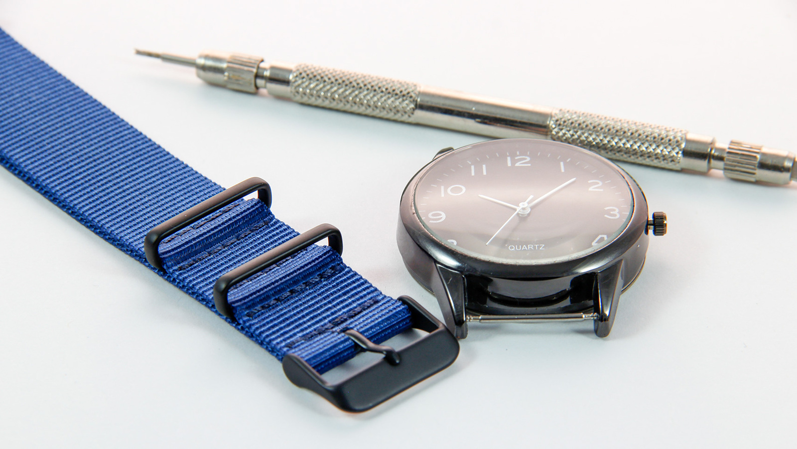 22mm Navy blue watch strap - Black PVD Hardware