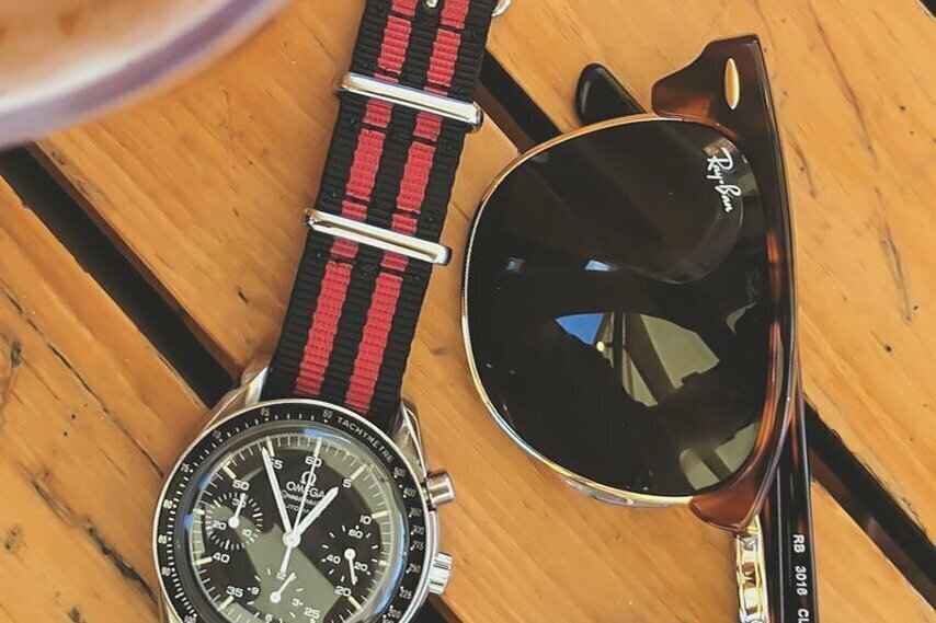 18mm Black and Red Striped NATO Strap