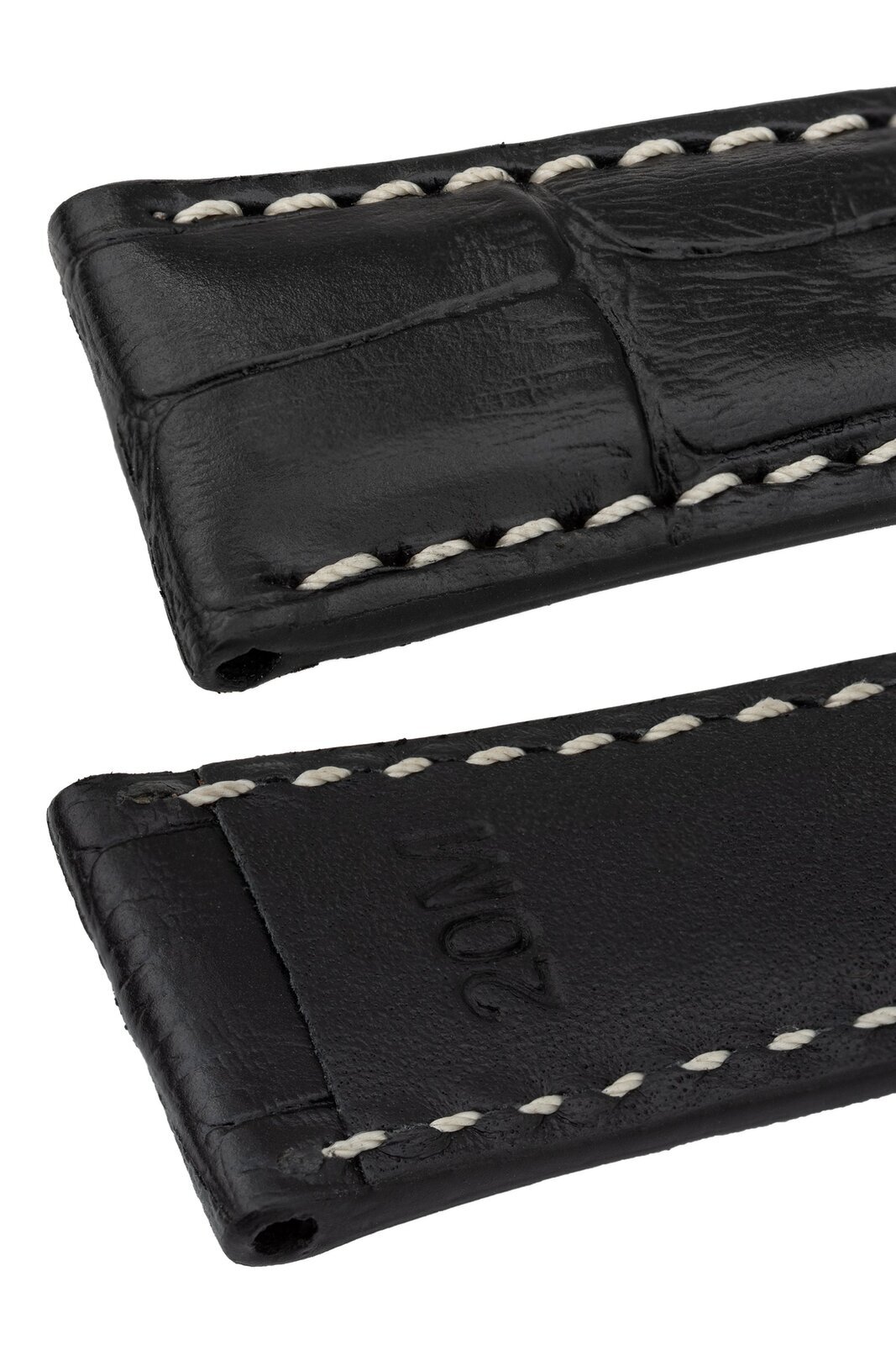 Rios1931 BOSTON Alligator-Embossed Leather Watch Strap in BLACK