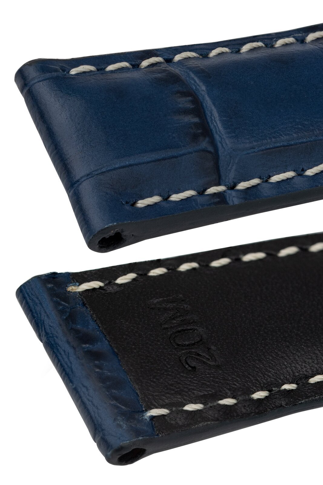 Rios1931 BOSTON Alligator-Embossed Leather Watch Strap in NAVY BLUE