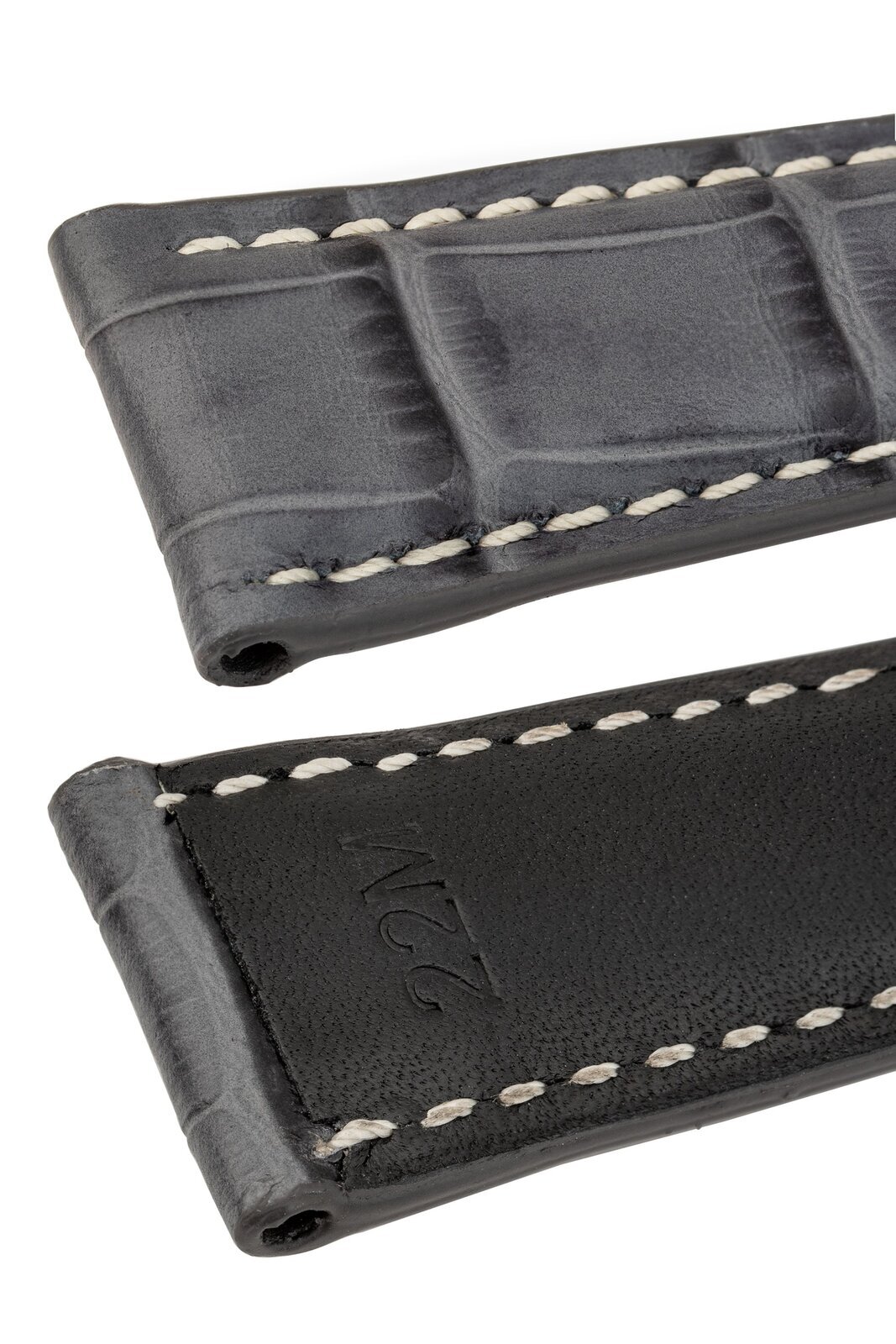 Rios1931 BOSTON Alligator-Embossed Leather Watch Strap in STONE GREY