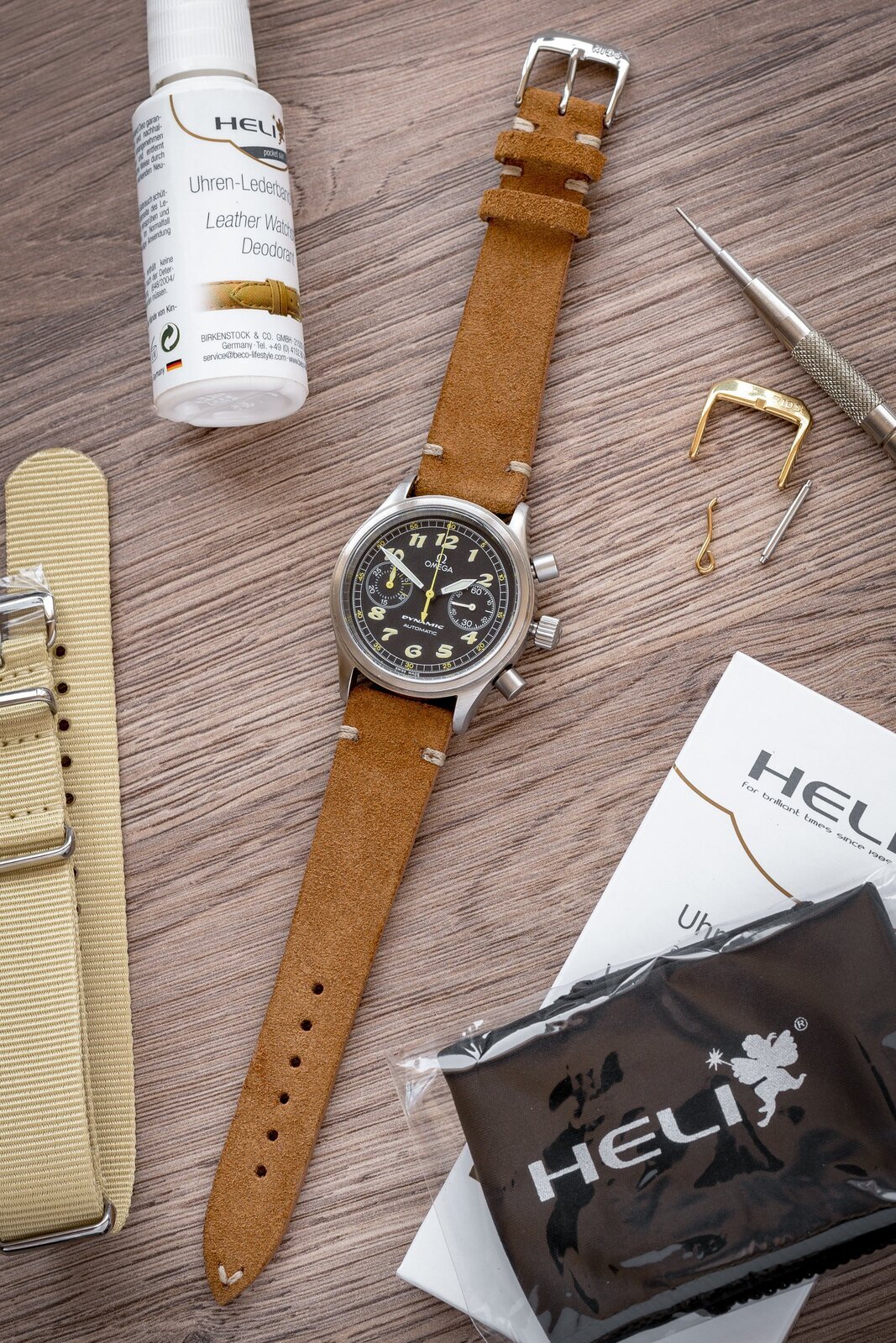 Rios1931 HUDSON Genuine Suede Leather Watch Strap in COGNAC