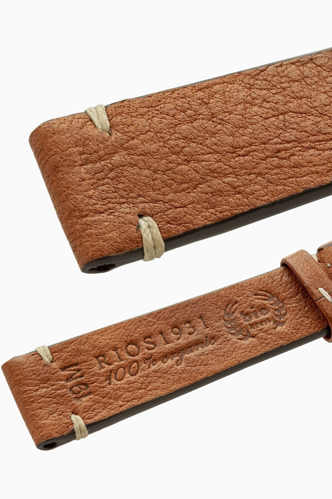 Rios1931 INZELL Retro Organic Leather Watch Strap in COGNAC