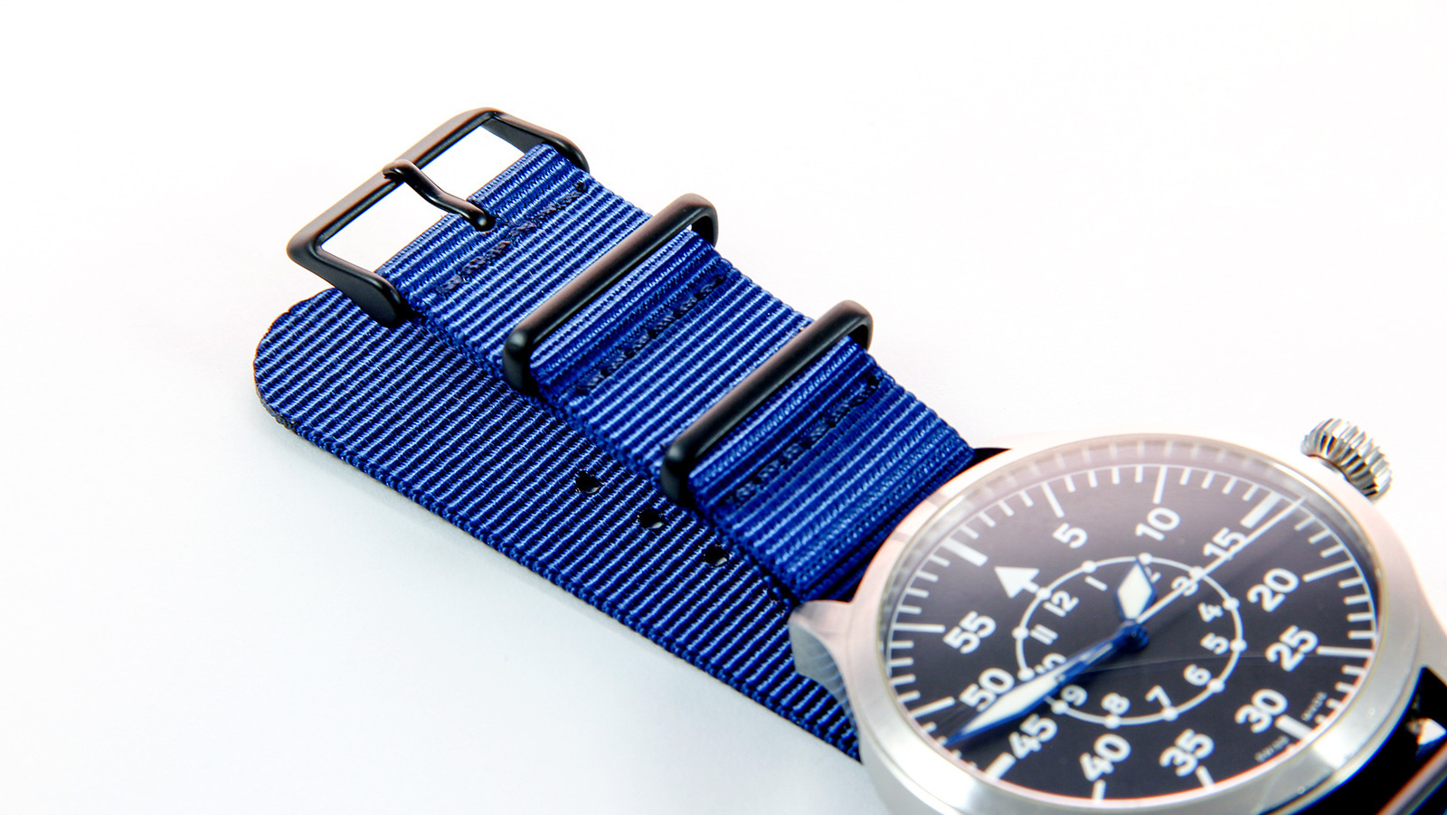 22mm Navy blue watch strap - Black PVD Hardware