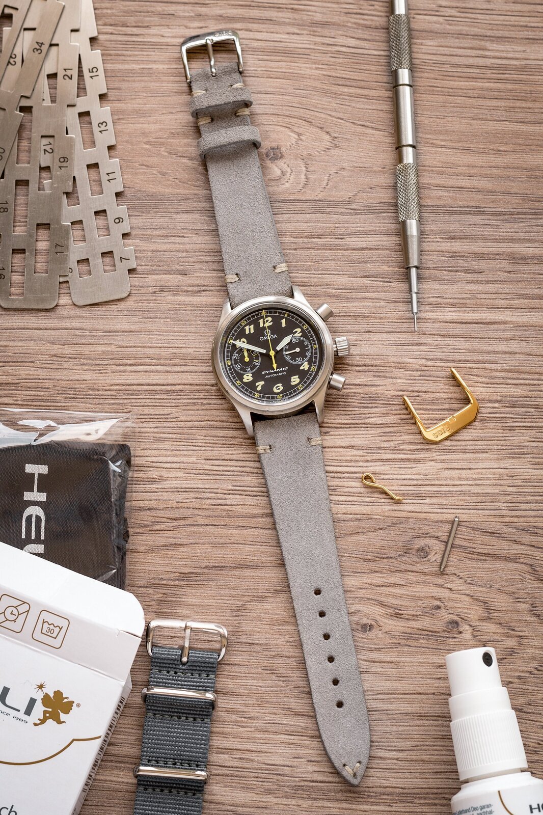 22mm Rios1931 HUDSON Genuine Suede Leather Watch Strap in STONE GREY