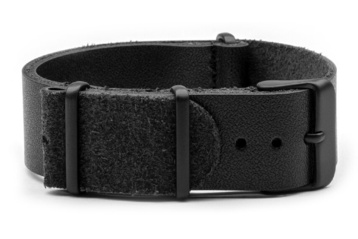 Black Leather watch strap with black PVD buckles