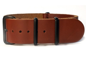 Dark Brown Leather watch strap with black PVD buck