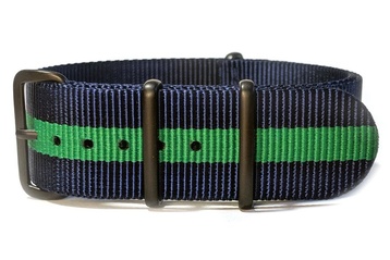 24mm Navy Blue & Green NATO strap with black PVD buckles
