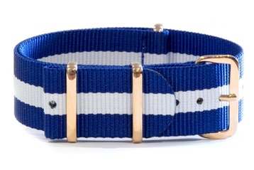 Blue & White watch strap (with rose gold buckles)
